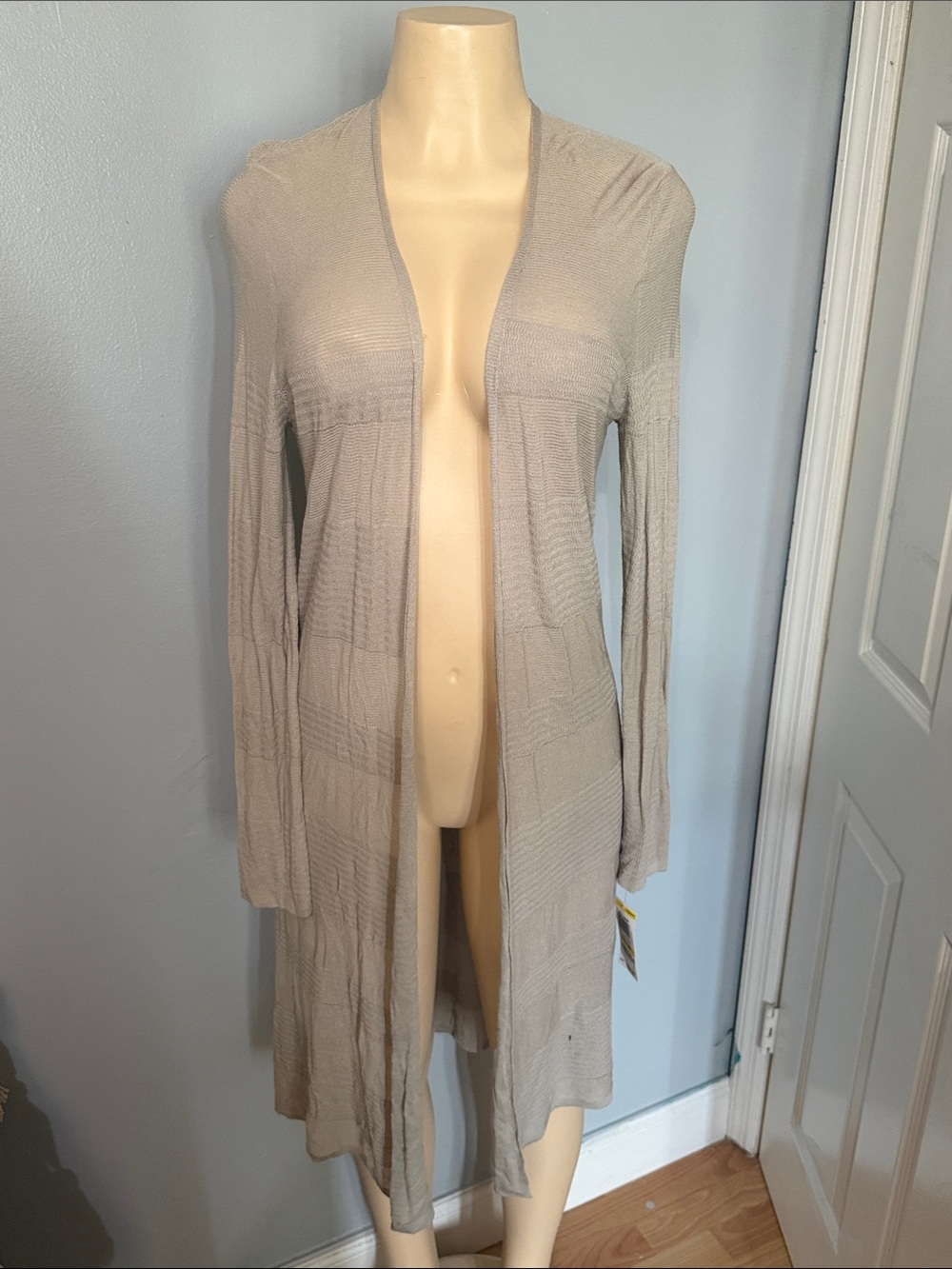 Style & Co. Beige Open-Front Long Cardigan